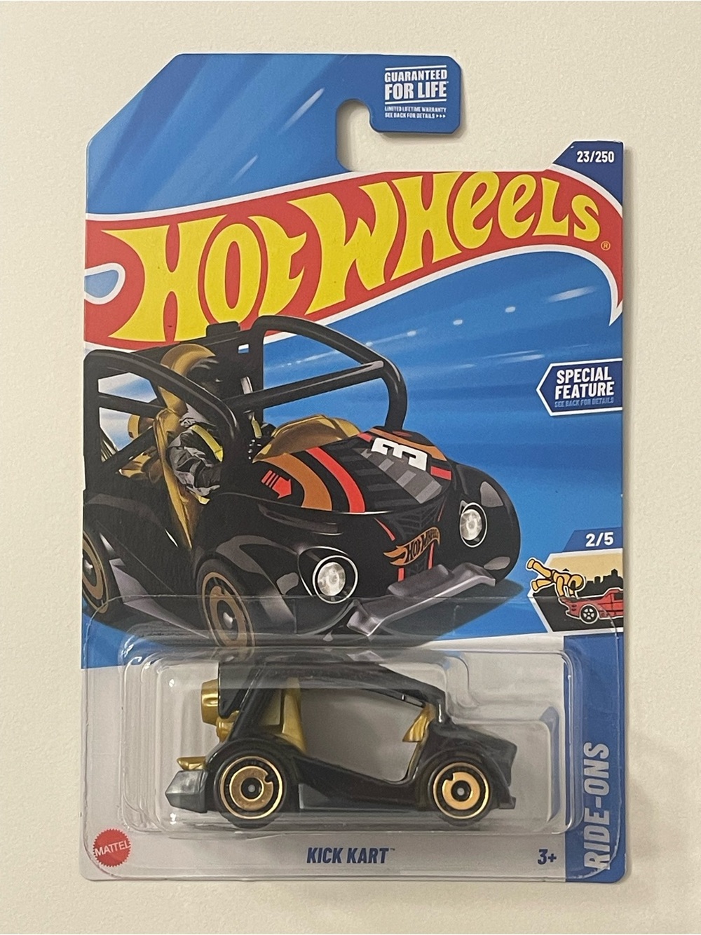 Hot Wheels Kick Kart — Black & Gold Car - Special Feature - 23/250 - 2/5 - 1:64